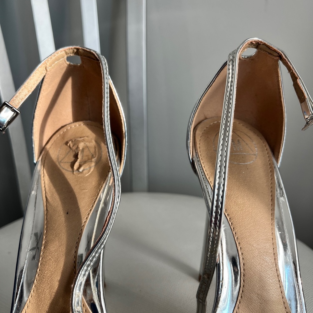 Silver Metallic Platform Heels - image 6